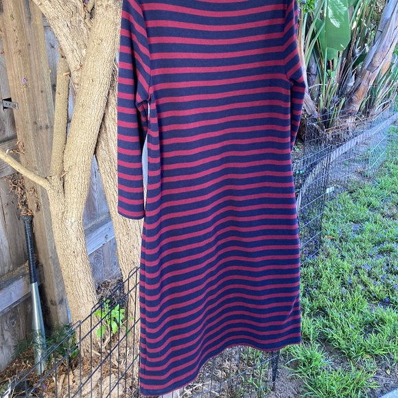 Burgundy Navy Cotton Striped Dress by Talbots - Picture 6 of 10